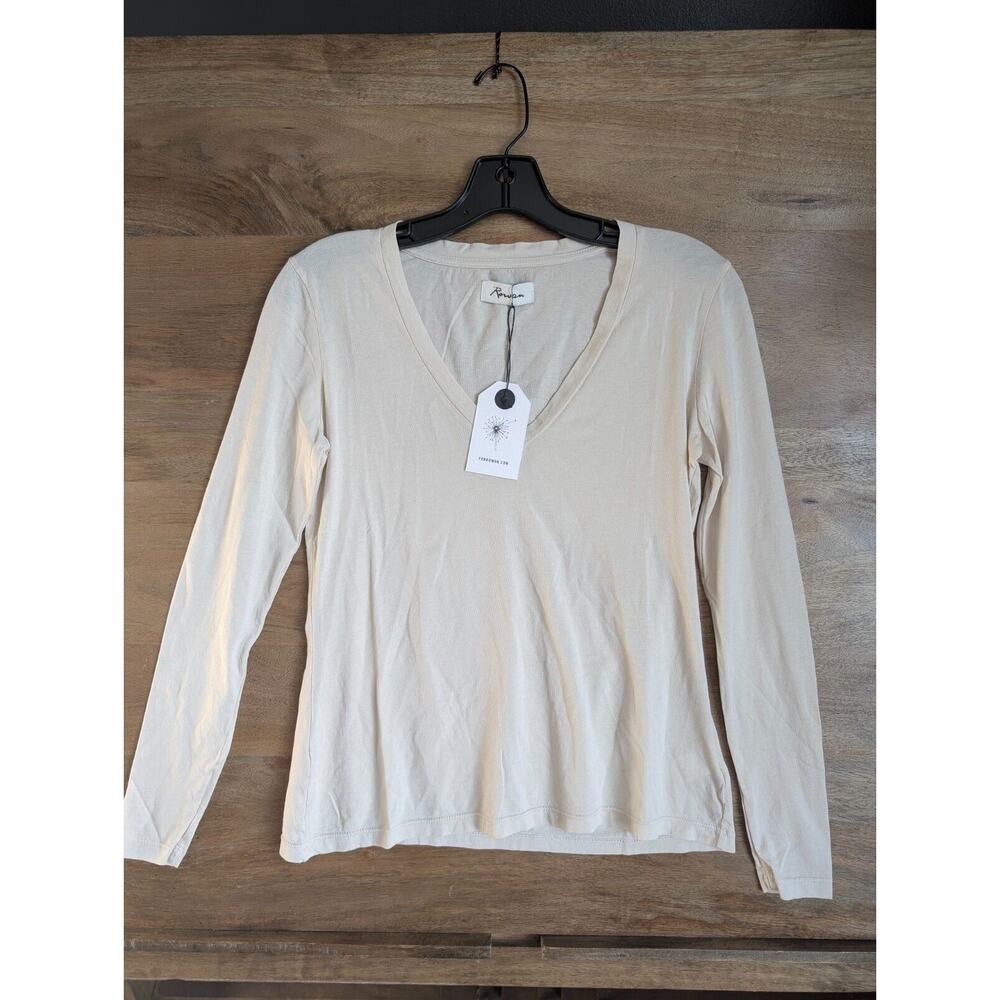 Rowan Tee Shirt Womens XS Bone Tyler Long Sleeve Deep V Neck Lightweight Top